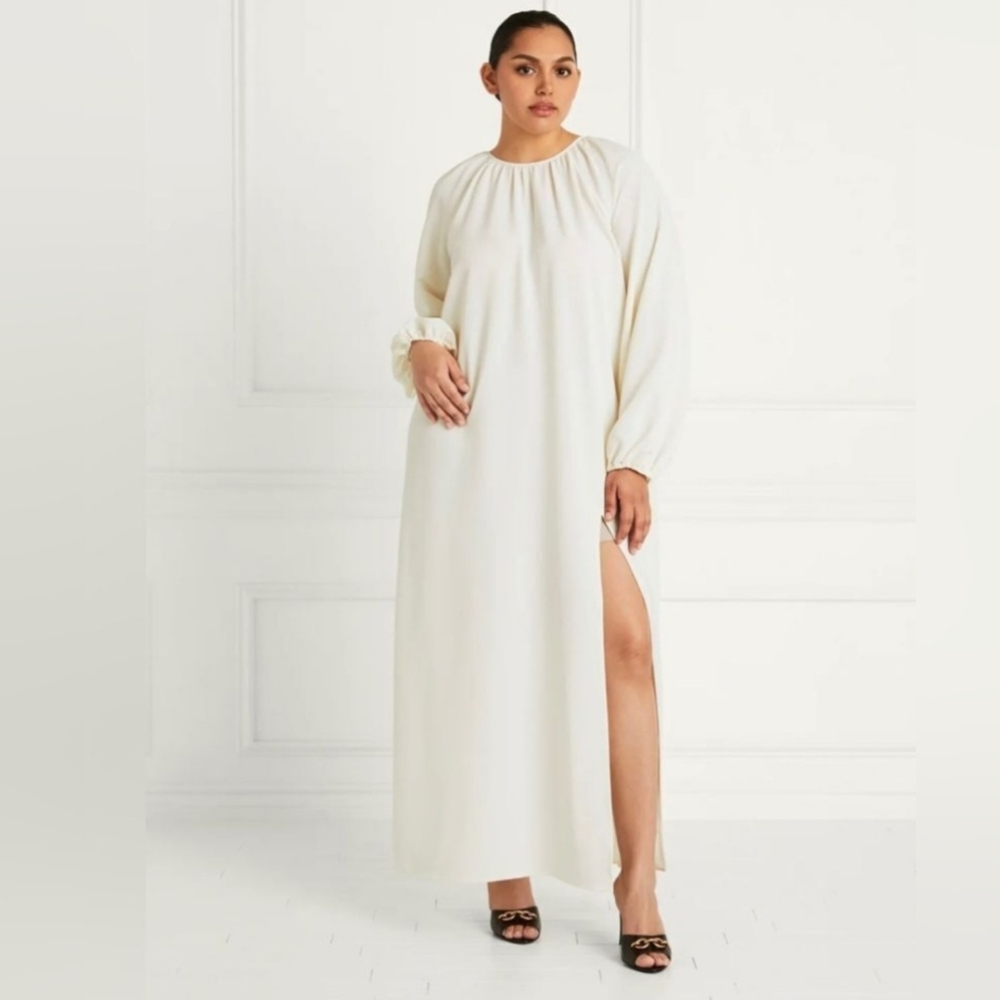 hill house dress, coconut milk dress, ivory crepe dress, open back dress, bridal